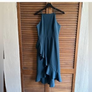 Teal formal ruffle edge dress by MIAMI Francesca's size small wedding guest
